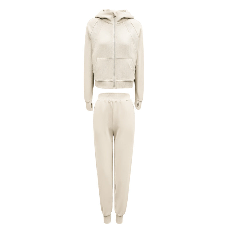 Women's Fashion Hooded Loose Leisure Sports Sweater Coat Winter Pocket Zipper Suit